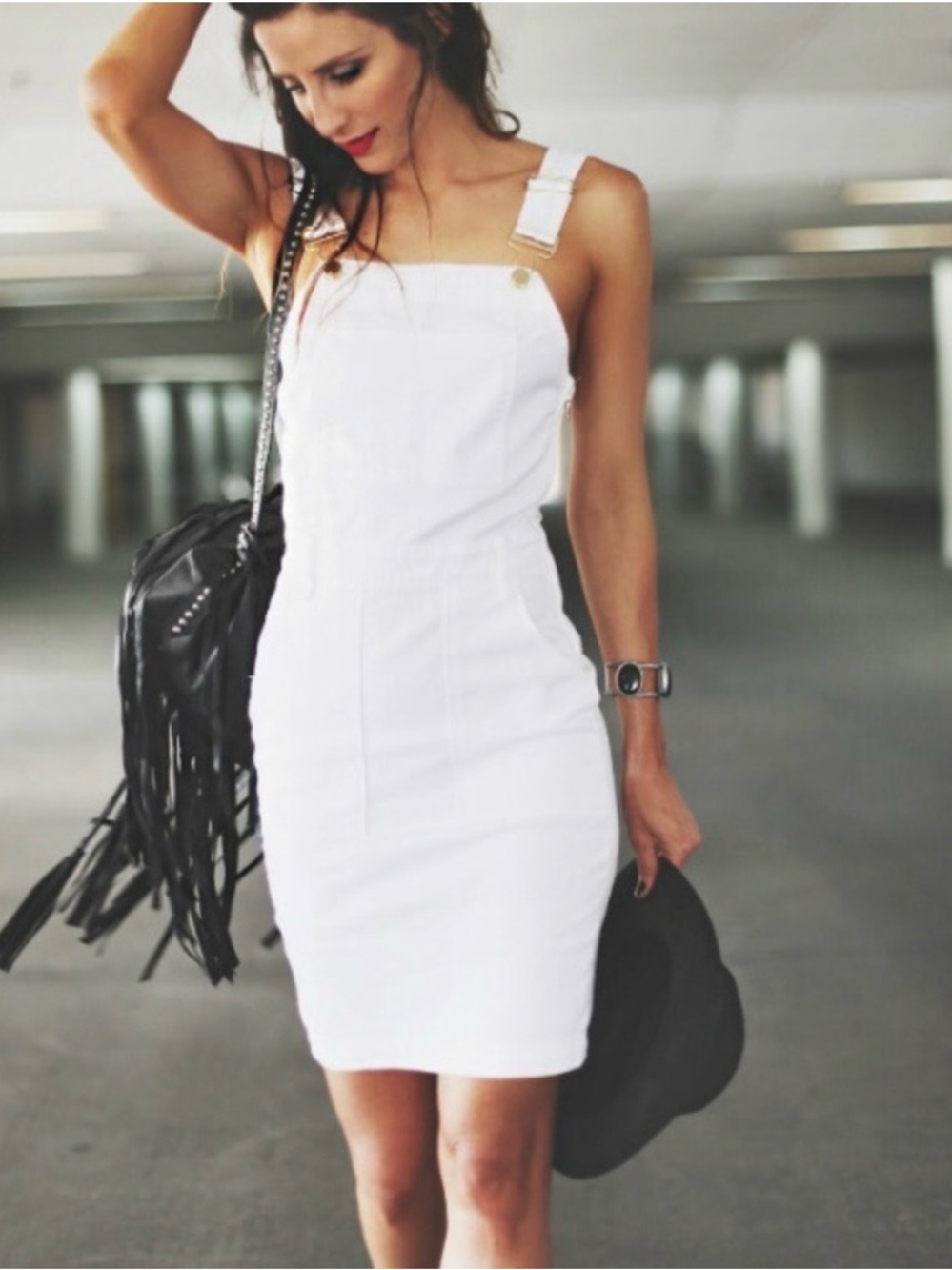 Frame Denim Le high Waist White Overall Jumper with Gold Hardware XS